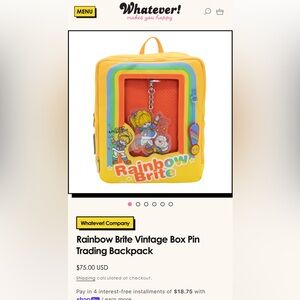 Rainbow Brite Vintage Box Pin Trading Backpack